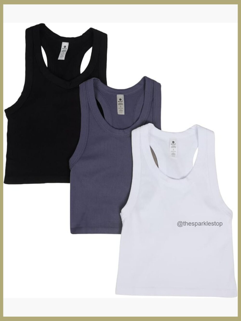 Seamless Tank Top Ribbed Fitted Racerback Waist-Length 3 Pack